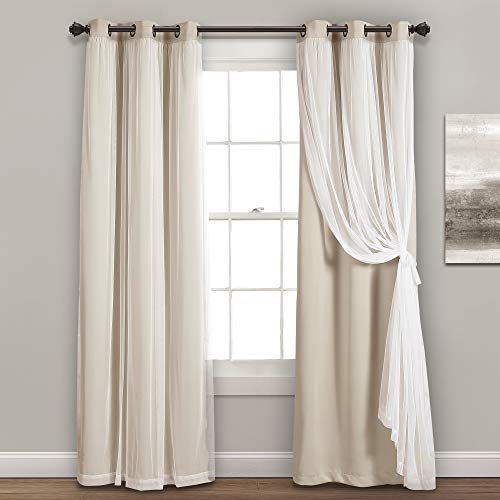 Lush Decor Sheer Grommet Panel with Insulated Blackout Lining, Room Darkening Window Curtain Set (Pair), 120" x 38", Wheat, 120" L von Lush Decor