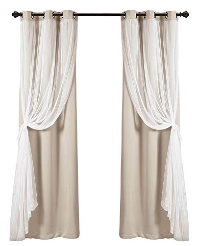 Lush Decor Sheer Grommet Panel with Insulated Blackout Lining, Room Darkening Window Curtain Set (Pair), 120" x 38", Wheat, 120" L von Lush Decor