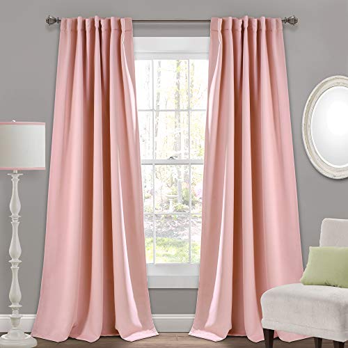 Lush Decor Pink Insulated Back Tab Blackout Window Curtain Panel Pair 52 W 1 Verdunkelungsvorhang, isoliert, 1 Paar, 213 x 132 cm (L x B), Rose, 84" von Lush Decor