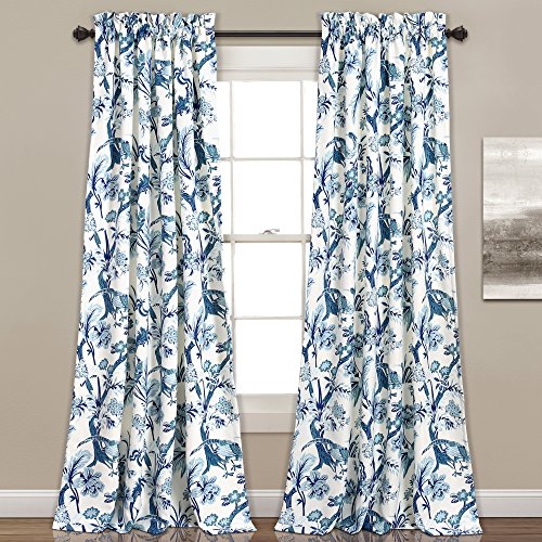 Lush Decor Vorhänge Dolores Verdunkelungs-Fensterpaneel-Set für Wohnzimmer, Esszimmer, Schlafzimmer, 213,4 x 132,1 cm, Blau, 2 Stück von Lush Decor