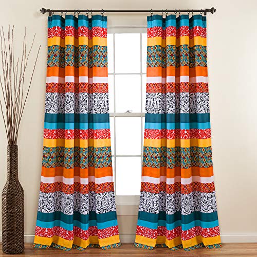 Lush Decor Vorhang mit türkisfarbenem und Mandarinen-Boho-Stil, gestreift, 132 cm breit x 213 cm lang Lush Decor Vorhang mit türkisfarbenem und Mandarinen-Boho-Stil, gestreift, 132 cm breit x 213 cm lang von Lush Decor