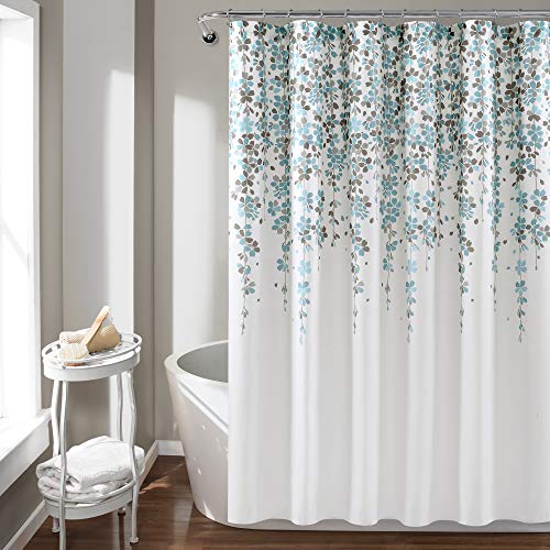 Lush Decor Duschvorhang mit weinenden Blumen, 183 x 183 cm, Blau und Grau von Lush Decor