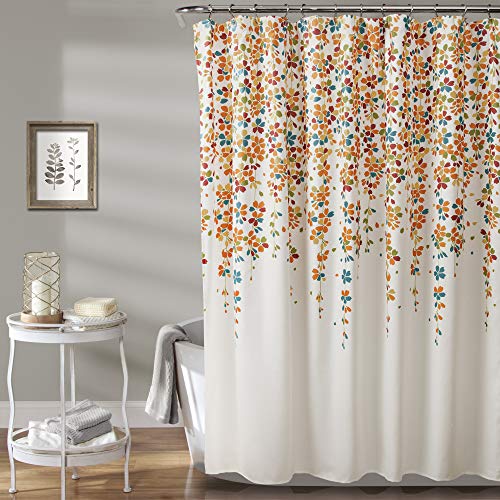 Lush Decor Duschvorhang mit Blumenmotiv, 183 x 183 cm, Türkis/Mandarine von Lush Decor