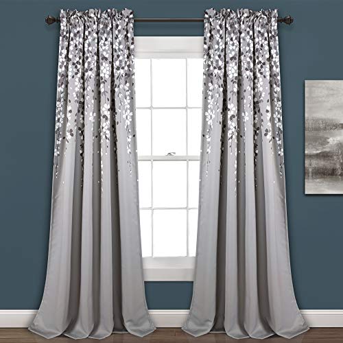 Lush Decor Weeping Flowers Room Darkening Window Panel Curtain Set (Pair), 95" x 52", Gray, 95" x 52", von Lush Decor