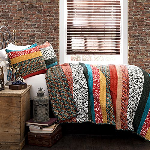Lush Decor Wende-Bettwäsche-Set aus Baumwolle, Boho-Streifen, 3-teilig, Kingsize, Türkis und Mandarine – kräftige Bunte böhmische Bettwäsche Lush Decor Wende-Bettwäsche-Set aus Baumwolle, Boho-Streifen, 3-teilig, Kingsize, Türkis und Mandarine – kräftige Bunte böhmische Bettwäsche von Lush Decor