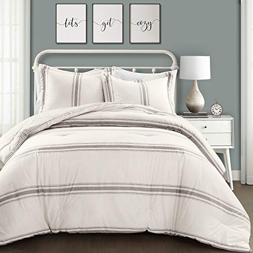 Lush Decor Farmhouse Stripe Wende-Bettwäsche-Set, Baumwolle, 3-teilig, Kingsize, Grau, gestreifte Steppdecke, Schlafzimmer-Dekor Lush Decor Farmhouse Stripe Wende-Bettwäsche-Set, Baumwolle, 3-teilig, Kingsize, Grau, gestreifte Steppdecke, Schlafzimmer-Dekor von Lush Decor