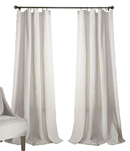 Lush Decor Rosalie Farmhouse Fenstervorhänge, rustikaler Stil, Paneel-Set für Wohnzimmer, Esszimmer, Schlafzimmer (Paar), 137,2 cm B x 274,3 cm L, cremefarben von Lush Decor