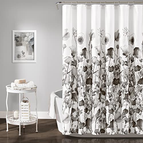 Lush Decor Zuri Flora Duschvorhang, 183 x 183 cm, Weiß/Schwarz von Lush Decor