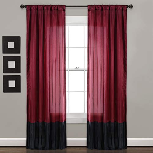 Lush Decor Milione Fiori Fenstervorhänge-Set für Wohnzimmer, Esszimmer, Schlafzimmer (Paar), Polyester, Merlot & Schwarz, 42" W x 84" L von Lush Decor