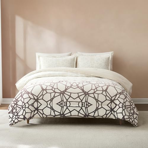 Lush Decor x Chuks Collins Ethereal Tangle Velvet Comforter 3-teiliges Set King Ivory & Brown - King Comforter Set - Velvet Bedding Set - Ombre Comforter - Luxury Bedding von Lush Decor