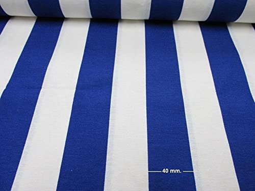 Sofia Gestreifter Stoff – 4 cm breit, weiße Streifen für Vorhänge, Polstermöbel, Heimdekoration, Tischläufer, Material: 280 cm breit, Meterware, Blau von LushFabric