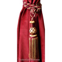 1 Schöne Luxus Gold Burgund Vorhang Drapierung Quaste Seil Raffhalter Handgemacht Haus Haushaltswaren Dekor Fenster Behandlung Vintage Look Betriebe von LushesFabrics