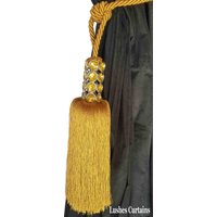 Luxus-Gold Vorhang Drapierung Kristall Perlen Kopf Quaste Dual Seil Raffhalter Handgemacht Dekorative/Fenster Behandlung Single Drape Halten/Holdback Luxus-Gold Vorhang Drapierung Kristall Perlen Kopf Quaste Dual Seil Raffhalter Handgemacht Dekorative/Fenster Behandlung Single Drape Halten/Holdback von LushesFabrics