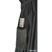 Luxus Schwarz Vorhang Drapierung Kristall Perle Kopf Quaste Dual Seil Krawatte Zurück Handgemacht Dekorativ/Fenster Behandlung Single Drape Luxus Schwarz Vorhang Drapierung Kristall Perle Kopf Quaste Dual Seil Krawatte Zurück Handgemacht Dekorativ/Fenster Behandlung Single Drape von LushesFabrics