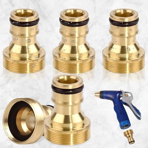 Aatpuss 5 Stück Hahnverbinder Messing, 3/4 Zoll Messing Wasserhahn Adapter, Adapter Für Innengewindebohrer, Gartenschlauchverbinder Aus Mesing Für Hausanschlussdosen von Lushly