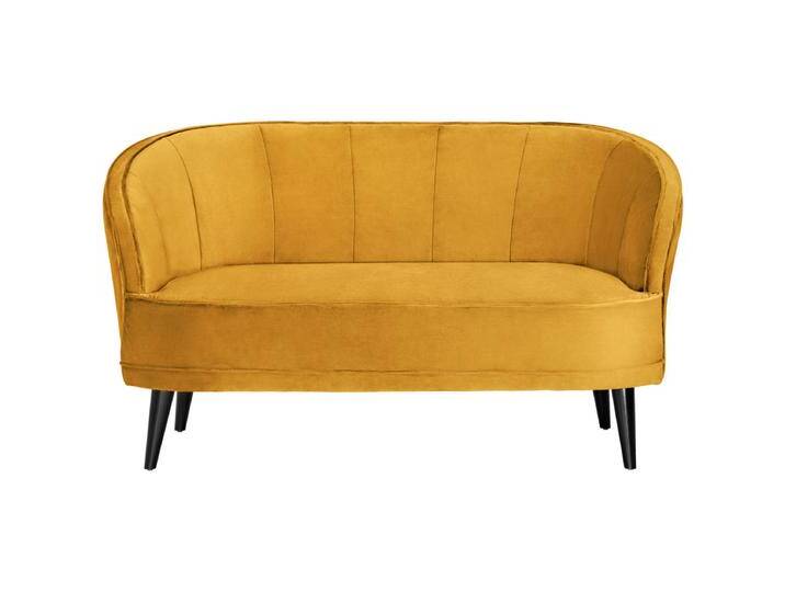 Sofa Garbo Samt, 2-Sitzer 150x75x84 cm (BxTxH); Sitz gold, Gestell schwarz Sofa Garbo Samt, 2-Sitzer, schwer entflammbar von Lusini