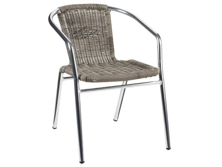 Outdoor Stapelstuhl Card 53x57x73 cm (BxTxH); Sitz taupe, Gestell silber; 4 Stück / Pack Outdoor Stapelstuhl Card, wetterfest von Lusini