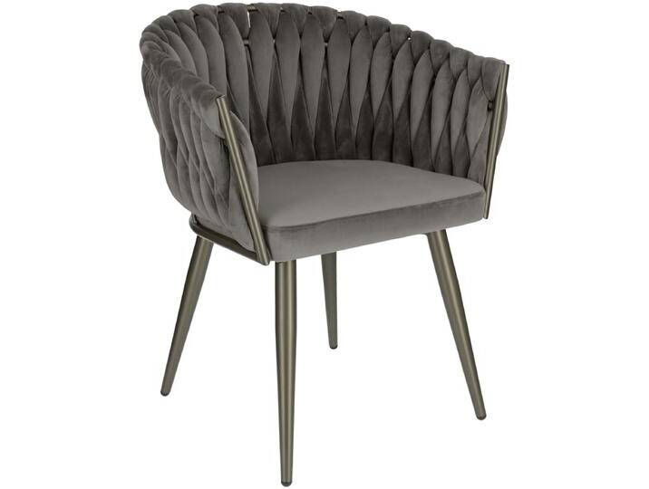 Armlehnstuhl Wave Samt 47x48x77 cm (BxTxH); Sitz grau, Gestell grau Armlehnstuhl Wave Samt, Anlieferung erfolgt montiert von Lusini