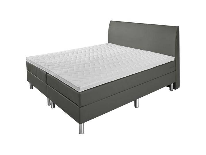 Boxspringbett Basic Kunstleder, Rückenteil glatt 180x200x63 cm (BxLxH); dunkelgrau; H3-fest Boxspringbett Basic Kunstleder, Rückenteil glatt von Lusini