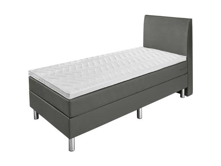 Boxspringbett Basic Kunstleder, Rückenteil glatt 90x200x63 cm (BxLxH); dunkelgrau; H3-fest Boxspringbett Basic Kunstleder, Rückenteil glatt von Lusini