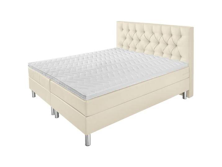 Boxspringbett Premium Kunstleder, Rückenteil Chesterfield 180x200x69 cm (BxLxH); perlweiß; H3-fest Boxspringbett Premium Kunstleder, Rückenteil Chesterfield von Lusini