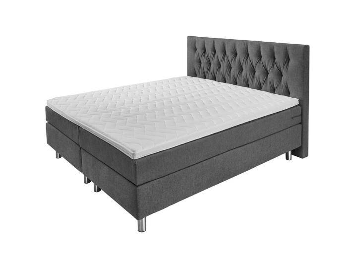 Boxspringbett Premium Möbelstoff, Rückenteil Chesterfield 200x200x69 cm (BxLxH); anthrazit; H3-fest Boxspringbett Premium Möbelstoff, Rückenteil Chesterfield von Lusini