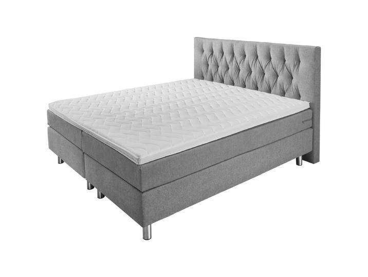 Boxspringbett Premium Möbelstoff, Rückenteil Chesterfield 200x200x69 cm (BxLxH); grau; H3-fest Boxspringbett Premium Möbelstoff, Rückenteil Chesterfield von Lusini
