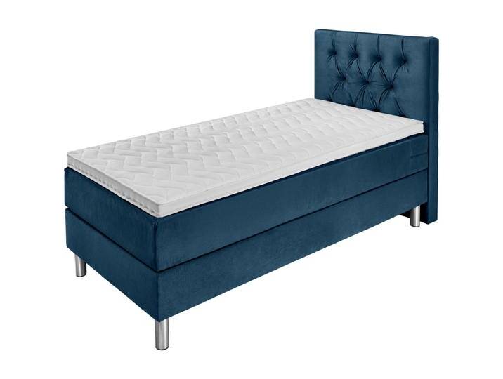 Boxspringbett Premium Velours, Rückenteil Chesterfield 90x200x69 cm (BxLxH); dunkelblau; H3-fest Boxspringbett Premium Velours, Rückenteil Chesterfield von Lusini