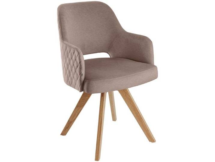 Drehstuhl Twist Samt 46x47x85 cm (BxTxH); Sitz taupe, Gestell eiche Drehstuhl Twist Samt, drehbar von Lusini