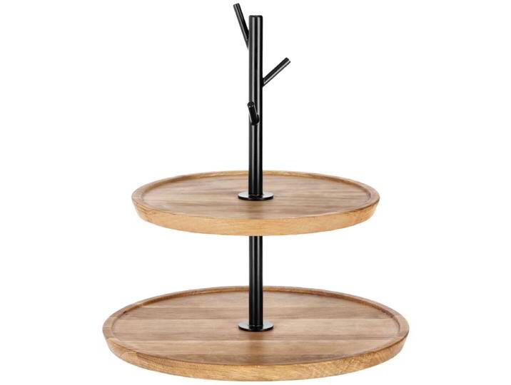 Etagere Cornu 2-stöckig ohne Füße 34.8x32 cm (ØxH); eiche/schwarz; rund Etagere Cornu 2-stöckig ohne Füße von Lusini
