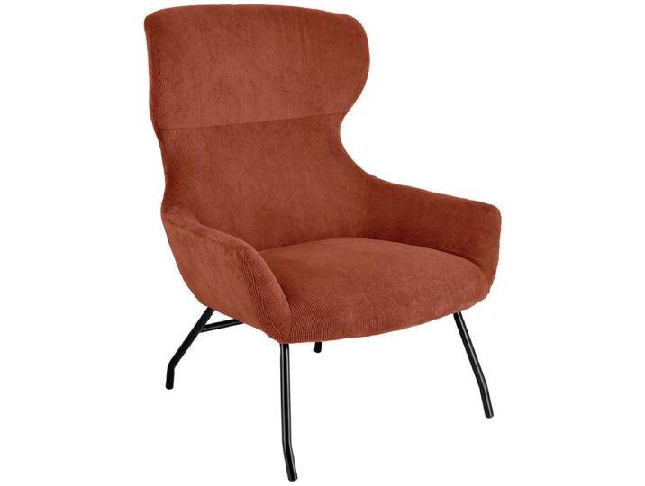 Ohrensessel Malin Cord 75x77x103 cm (BxTxH); Sitz terrakotta, Gestell schwarz Ohrensessel Malin Cord, schwer entflammbar von Lusini