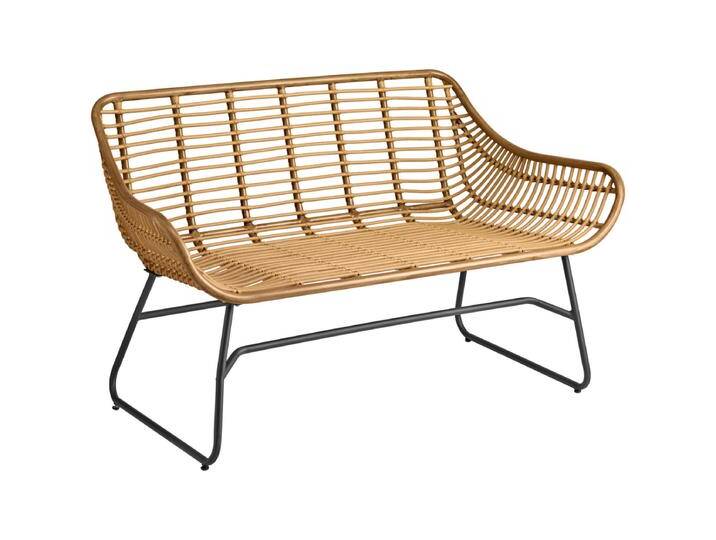 Outdoor Sofa Tomeo 2-Sitzer 134x73x82 cm (BxTxH); Sitz hellbraun, Gestell schwarz Outdoor Sofa Tomeo 2-Sitzer, wetterfest von Lusini