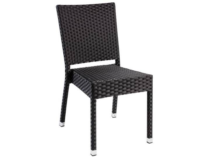 Rattan Stuhl Smart ohne Armlehne 47x59x86 cm (BxTxH); Sitz schwarz, Gestell schwarz; 4 Stück / Packung Rattan Stuhl Smart ohne Armlehne, wetterfest von Lusini