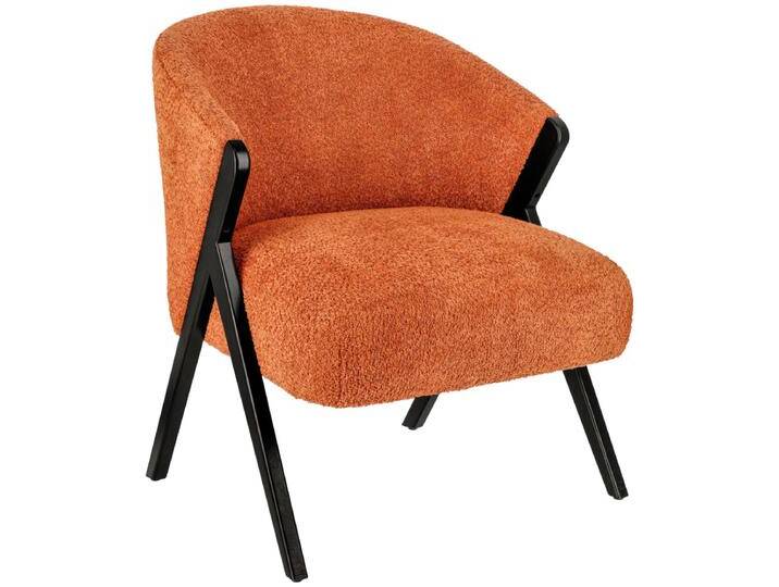 Sessel Caso Bouclé 69x70x77 cm (BxTxH); Sitz terrakotta, Gestell schwarz Sessel Caso Bouclé von Lusini