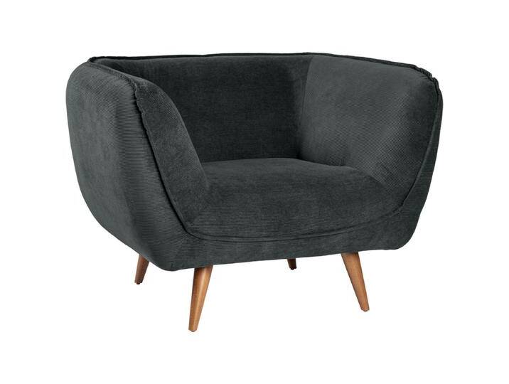 Sessel Kelso Cord, Beine braun 110x88x76 cm (BxTxH); Sitz anthrazit, Gestell buche Sessel Kelso Cord, Beine braun von Lusini