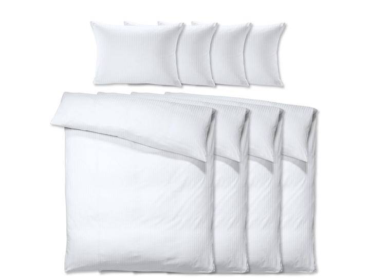 Sparpack Bettgarnitur Satina 10 mm 160x210 cm (BxL), 65x100 cm (LxB); weiß; 4 Set(s) / Packung Sparpack Bettgarnitur Satina 10 mm von Lusini