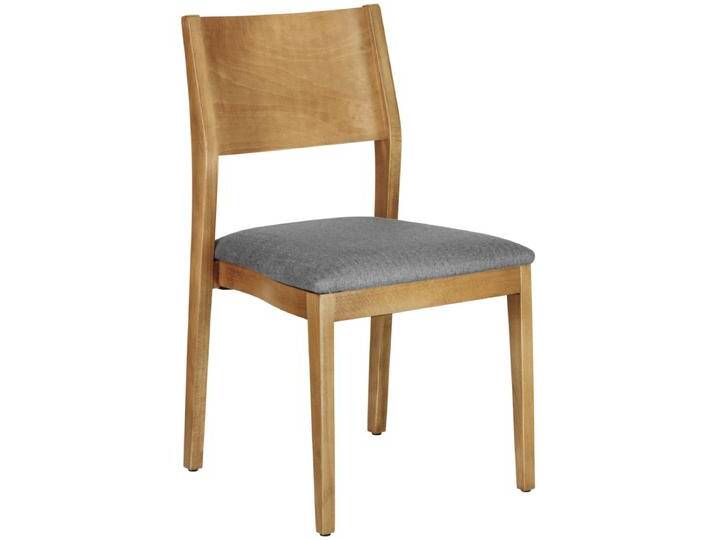 Stapelstuhl Stak Stoff 48x51x86 cm (BxTxH); Sitz hellgrau, Gestell hellbraun; 2 Stück / Pack Stapelstuhl Stak Stoff, schwer entflammbar von Lusini