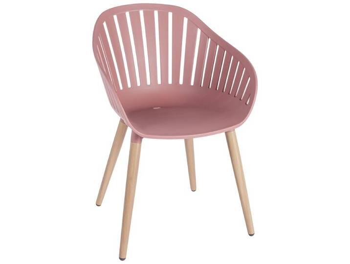Outdoor Stuhl Gimani 53x55.5x79.5 cm (BxTxH); Sitz rosa, Gestell braun; 4 Stück / Pack Outdoor Stuhl Gimani, wetterfest von Lusini