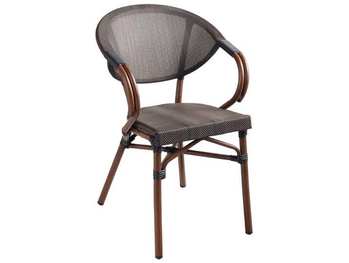 Outdoor Stapelstuhl Rimalia mit Armlehne 58x56.5x82 cm (BxTxH); Sitz anthrazit, Gestell braun; 2 Stück / Pack Outdoor Stapelstuhl Rimalia mit Armlehne, wetterfest von Lusini