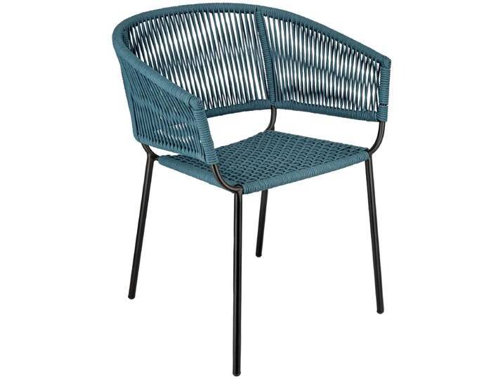 Outdoor Stuhl Samo 62.5x56x79 cm (BxTxH); Sitz blau, Gestell schwarz; 2 Stück / Pack Outdoor Stuhl Samo, wetterfest von Lusini