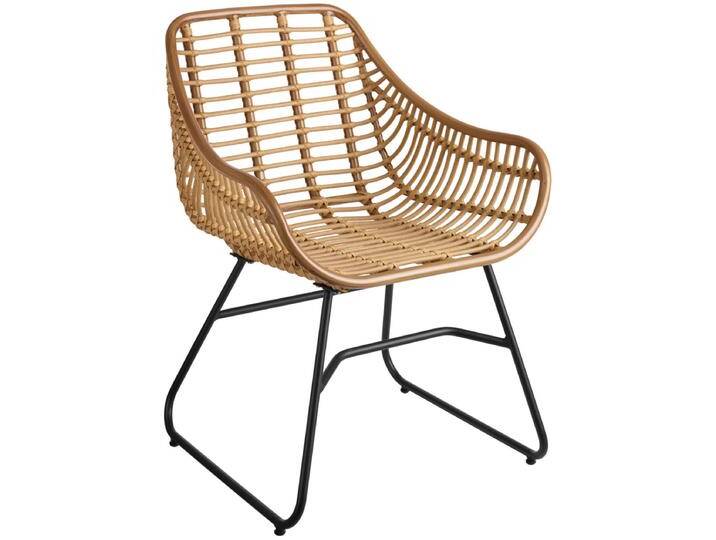 Outdoor Stuhl Tomeo 60x62x83 cm (BxTxH); Sitz hellbraun, Gestell schwarz; 2 Stück / Pack Outdoor Stuhl Tomeo, wetterfest von Lusini