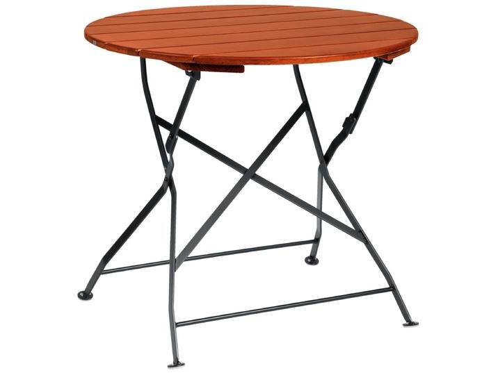 Outdoor Tisch Bavaria rund 74x80 cm (HxØ); Platte kastanie, Gestell schwarz; rund Outdoor Tisch Bavaria rund, wetterfest von Lusini