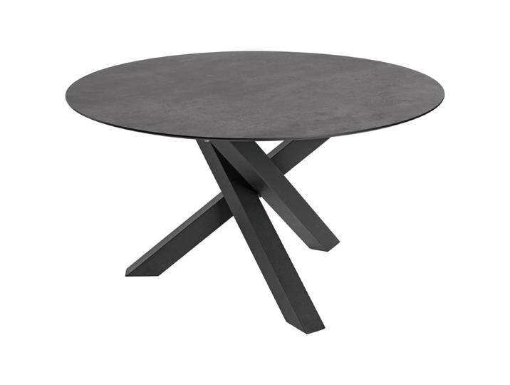 Outdoor Tisch Gwin Spidergestell 130x72 cm (ØxH); Platte beton, Gestell schwarz; rund Outdoor Tisch Gwin Spidergestell, wetterfest von Lusini