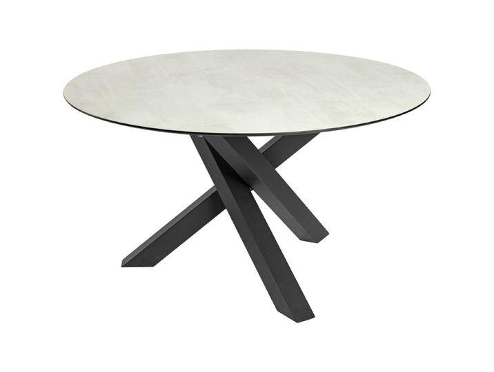 Outdoor Tisch Gwin Spidergestell 130x72 cm (ØxH); Platte steingrau, Gestell schwarz; rund Outdoor Tisch Gwin Spidergestell, wetterfest von Lusini