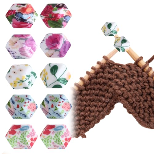 10 Stück Maschenstopper Für Stricknadeln Schutzkappe Mit Blumenmuster Silikon Sechseckige Stricknadelstopper Stricken Zubehör Nadelspitzenschutz Stricknadelendkappen Für Nadeln Der Größen (3–9 Mm) 10 Stück Maschenstopper Für Stricknadeln Schutzkappe Mit Blumenmuster Silikon Sechseckige Stricknadelstopper Stricken Zubehör Nadelspitzenschutz Stricknadelendkappen Für Nadeln Der Größen (3–9 Mm) von Lusofie