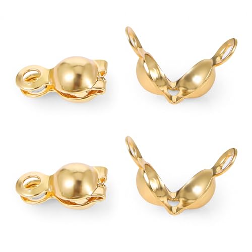 100 Stück goldene Quetschperlen für Schmuckherstellung, 4 mm Quetschperlenabdeckungen, Muschel-Knotenabdeckungen für DIY-Armbänder, Halsketten, Handwerk, Schmuckherstellung 100 Stück goldene Quetschperlen für Schmuckherstellung, 4 mm Quetschperlenabdeckungen, Muschel-Knotenabdeckungen für DIY-Armbänder, Halsketten, Handwerk, Schmuckherstellung von Lusofie