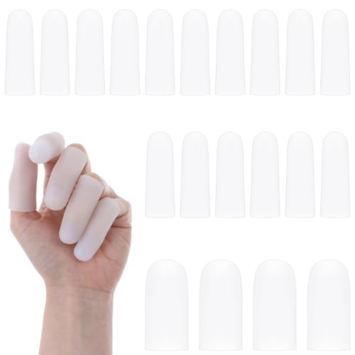 20 Stück Fingerlinge Silikon Gel Fingerlinge Daumenschutz 2 Größen Fingerhüllen Fingerschutz Nail Protector Gummi Fingerverbände Für Fingerspitzen Für Fingerrissetrigger Finger Arthritis(Weiß) 20 Stück Fingerlinge Silikon Gel Fingerlinge Daumenschutz 2 Größen Fingerhüllen Fingerschutz Nail Protector Gummi Fingerverbände Für Fingerspitzen Für Fingerrissetrigger Finger Arthritis(Weiß) von Lusofie