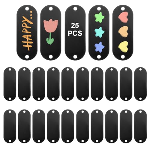 25 Stück Hundemarke Rohling Schwarz Dog Tag Rohling Gravur Rohlinge Aluminium Stanzrohlinge Aluminium mit 2 Löchern Blank Laser Tag Erkennungsmarke Metall Schmuckanhänger von Lusofie