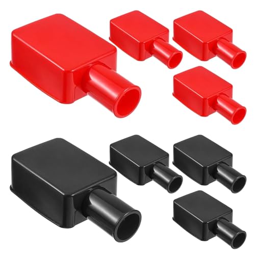 8 Stück Batteriepolabdeckung, Autobatterie Isolierung, Gummi Batterie Polabdeckung, Positiv Negativ Polabdeckung Batterie Abdeckung für Autos, E-Bikes, Lkws (Rot, Schwarz) von Lusofie