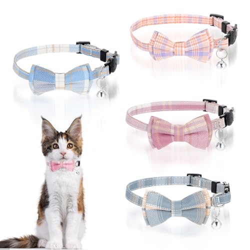 4er-Pack Katzenhalsband Mit Abreißverschluss Weiches Cat Collar Katzen Halsbänder Mit Glöckchen Fliege Verstellbare Karomuster Halsband Katze Mit Schleife Für Katzen Kätzchen Und Kleine Haustiere 4er-Pack Katzenhalsband Mit Abreißverschluss Weiches Cat Collar Katzen Halsbänder Mit Glöckchen Fliege Verstellbare Karomuster Halsband Katze Mit Schleife Für Katzen Kätzchen Und Kleine Haustiere von Lusofie